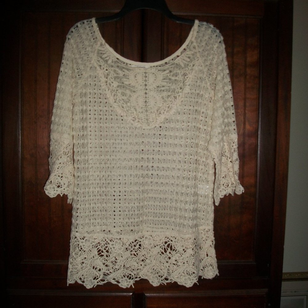 Umgee lacy ivory tunic top size S